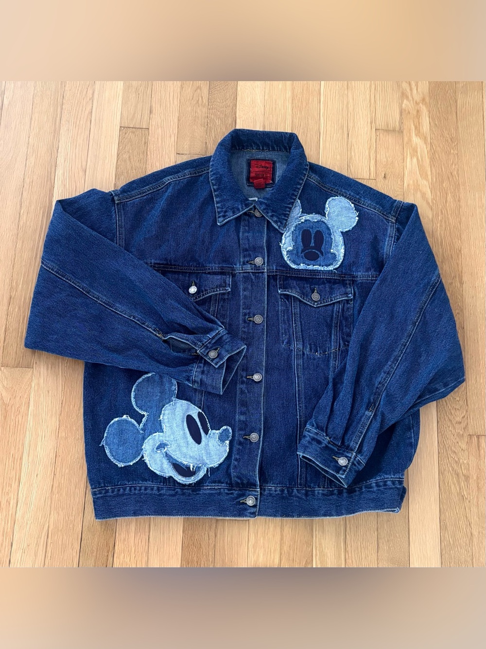 Forever 21 Disney Mickey Mouse Denim Jacket Oversized Womens Large Embroidered